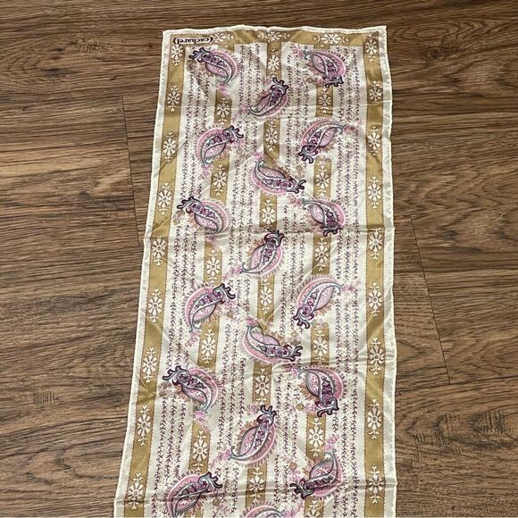 Vintage Cacharel For Glentex 100% SILK Scarf Pink Purple Cream Tan - Picture 5 of 9